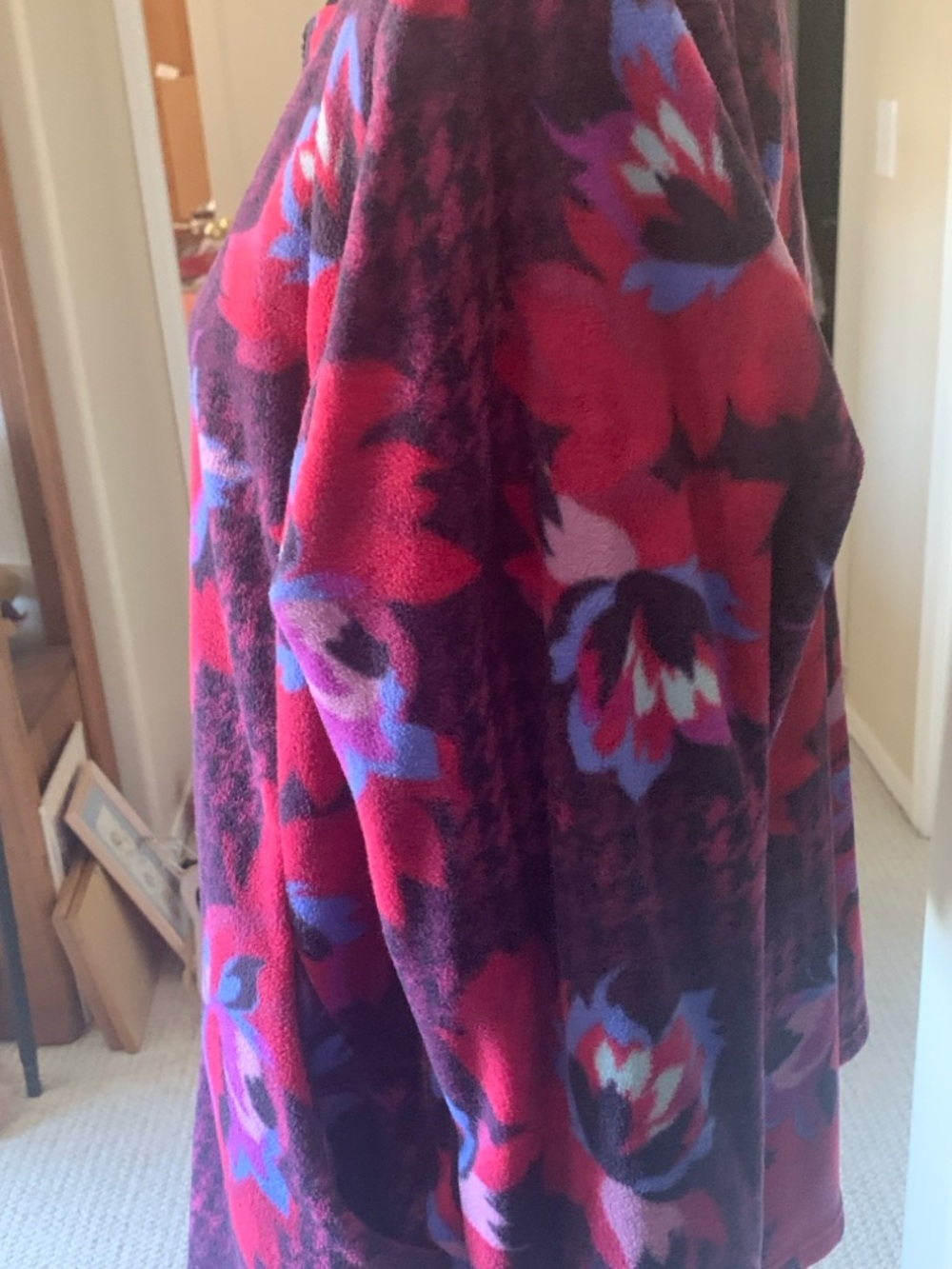 Bob Mackie Floral Houndstooth Bomber Jacket - Purple & Red - Picture 7 of 12